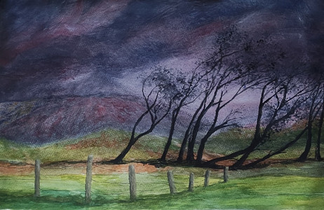 CD, Stormy weather, trees in Cumbria, watercolour.jpg